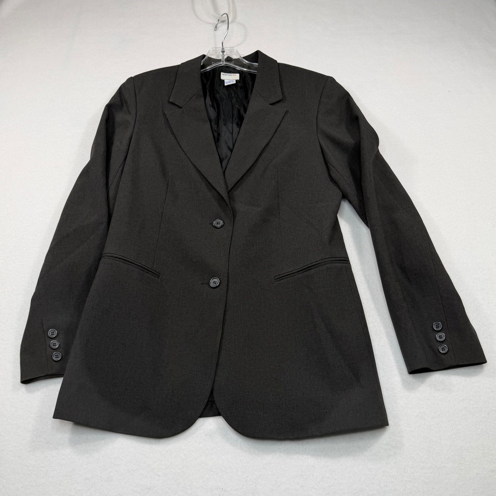 Benetton USA Vintage Charcoal Gray Two Button Blazer Jacket Womens Size 11